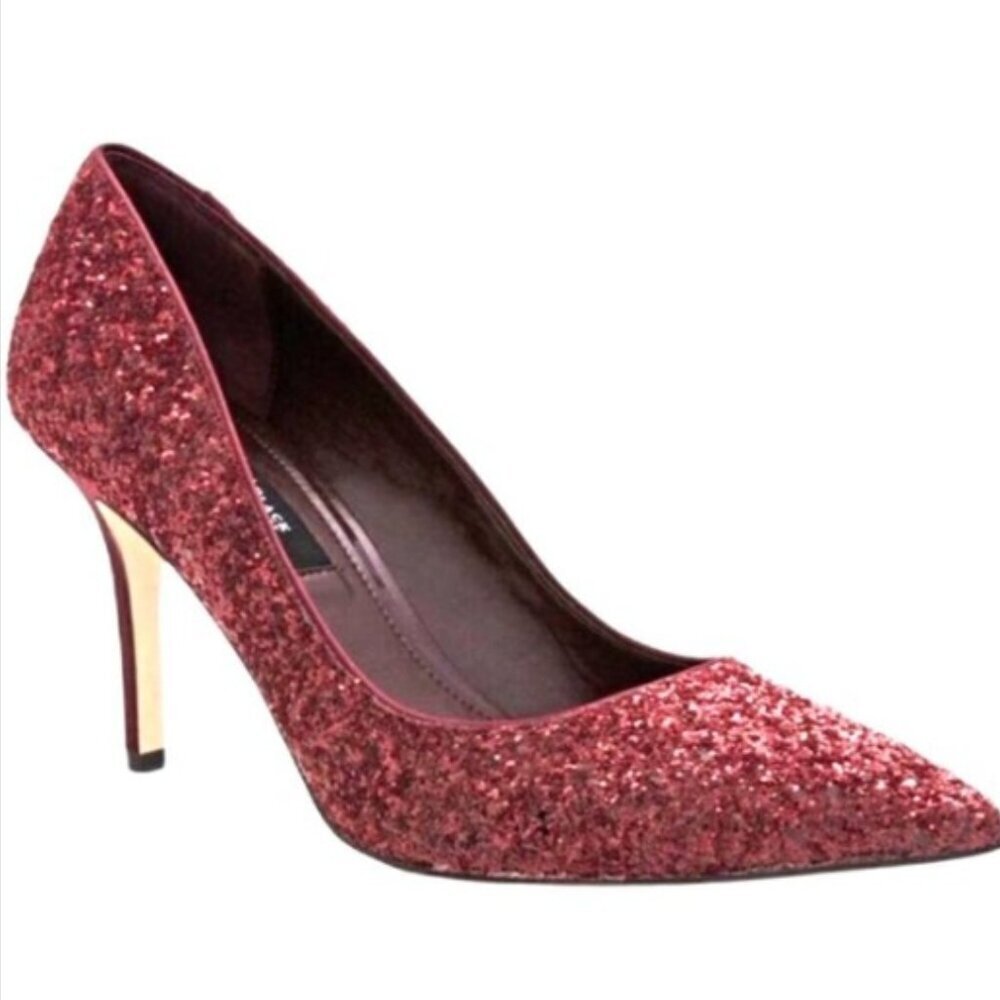 White House Black Market Gitty Glitter Pumps – Wine | Size 8 | NWT